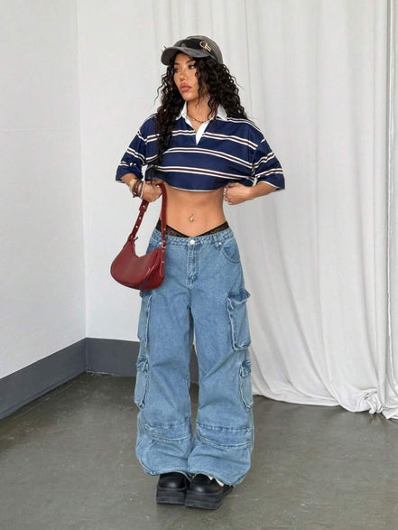 Paris&Fifth™| Women’s Striped Contrast Polo Tee