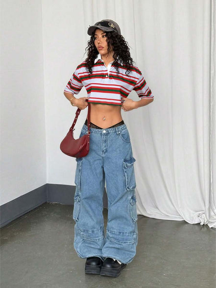 Paris&Fifth™| Women’s Striped Contrast Polo Tee