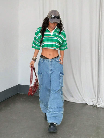 Paris&Fifth™| Women’s Striped Contrast Polo Tee