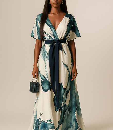 Paris&Fifth™ | Robe Longue à Imprimé Aquarelle