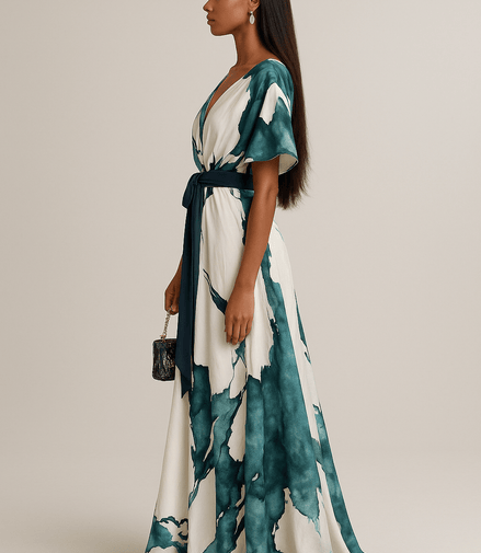 Paris&Fifth™ | Robe Longue à Imprimé Aquarelle